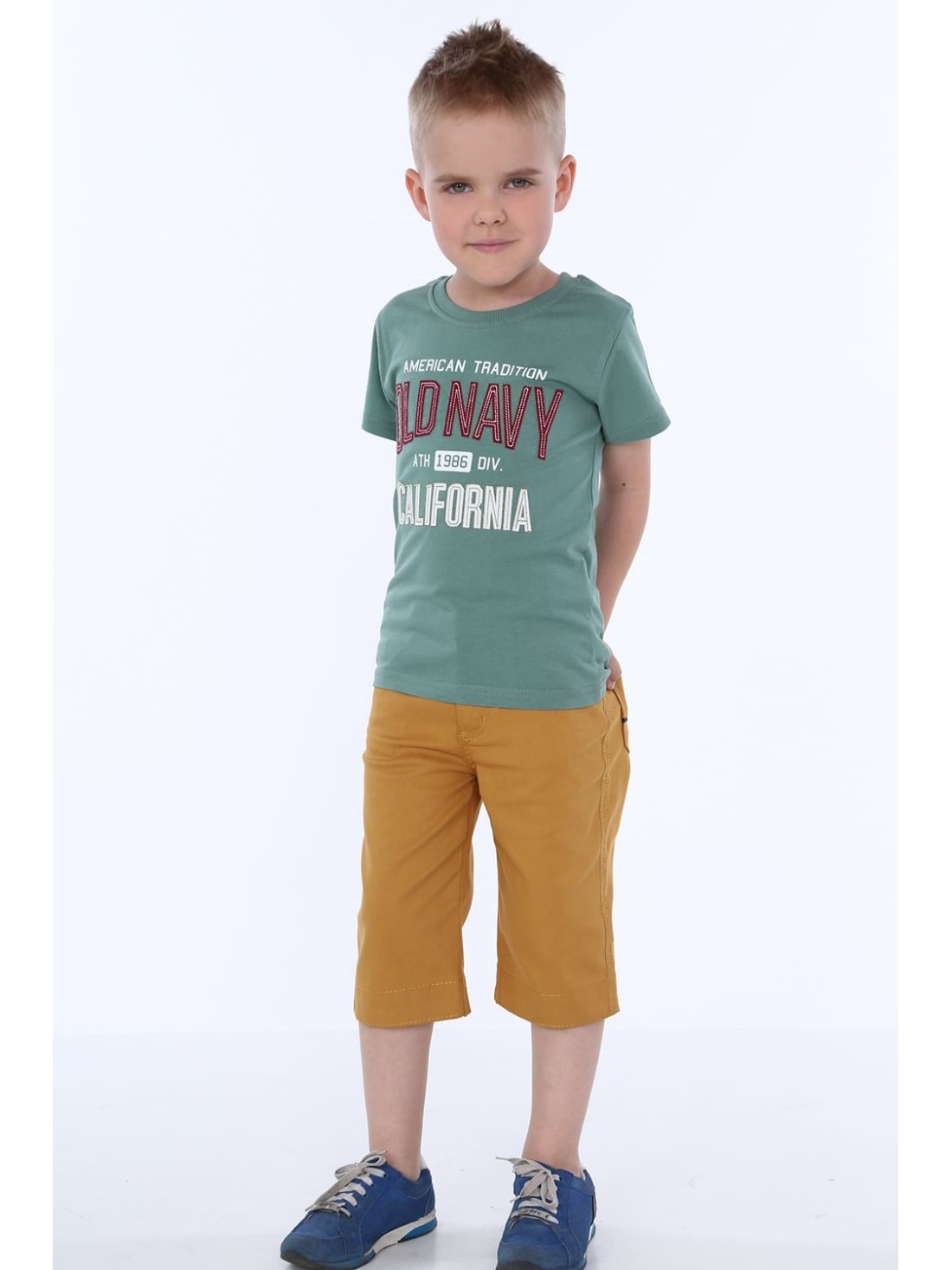 Boy\'s T-shirt with inscriptions, green NDZ4481 - Online store - Boutique